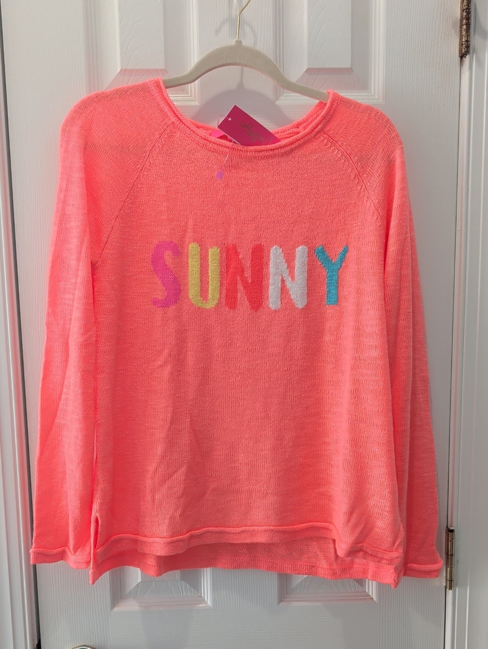 ☀️Lilly Pulitzer ☀️ Coral SUNNY Graphic Danette Sweater in Papaya Punch sz M NWT